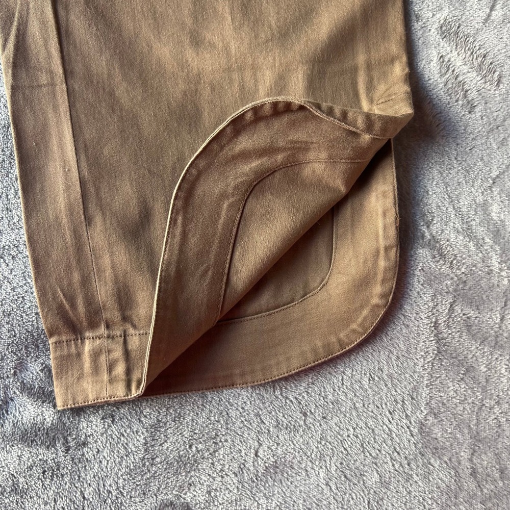 Cotton Women Camel Tan Wide Leg Crapis Button Detail Size 10 Stretch - Picture 4 of 7